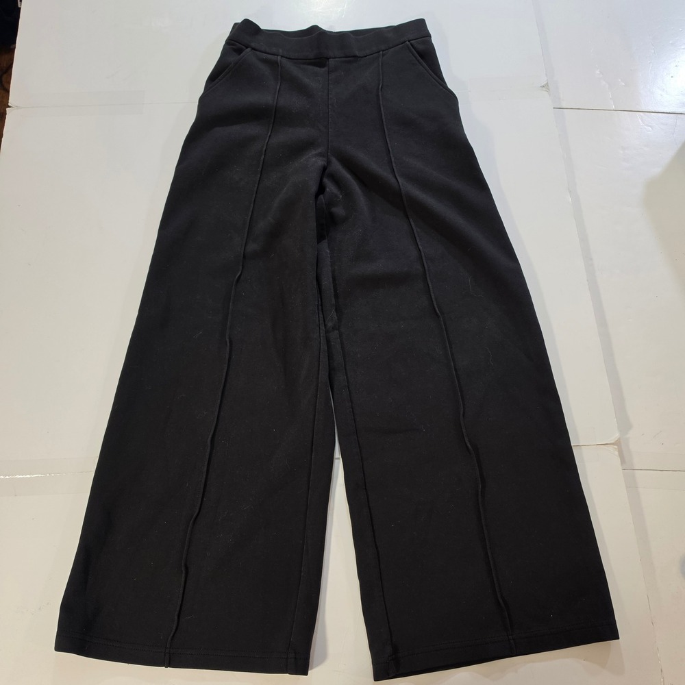 Lee Smarter Fit Womens Black Wide Leg Pintuck Pull On Pants Size 6 Medium Pocket